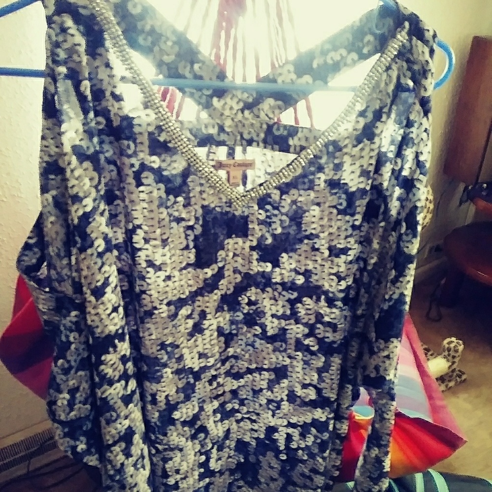 Juicy Couture Cold Shoulder/Strappy Back Blouse